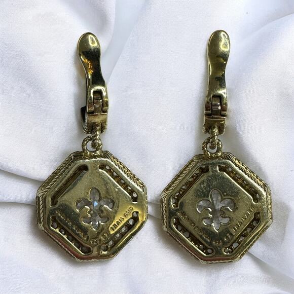 Judith Ripka Rare Estate CZ Drop Earrings 14K GP Vermeil Sterling Silver Earring - Picture 2 of 2